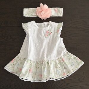 Little Me Flower 🌺 Dress with Headband  (6M)